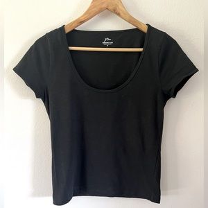 J. Crew Organic Slub Size Small Black Short Sleeve Scoop Neck T-shirt